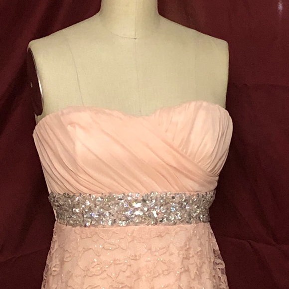 mymichelle Strapless Peach Formal Gown, Size 7 - Picture 6 of 11